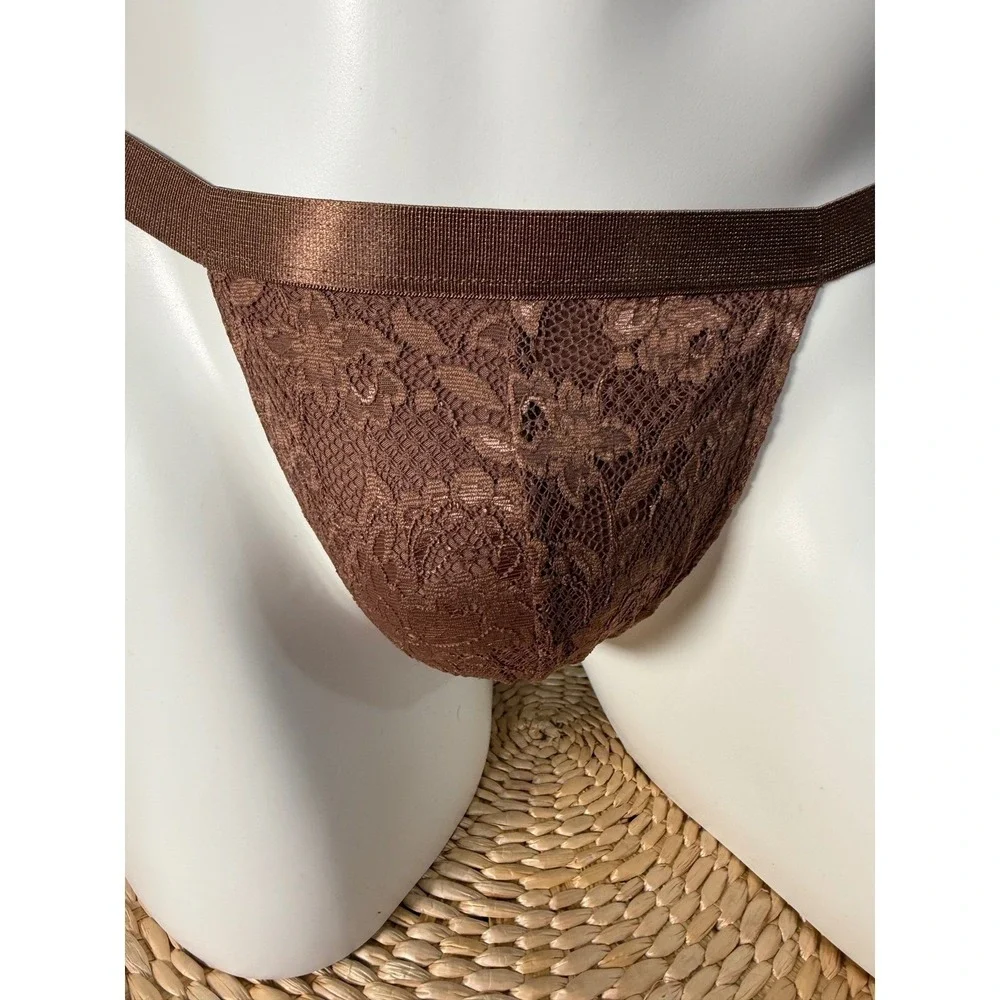 Cosabella‎ Men's Semi Sheer Lace Thong Brown NWT Size S